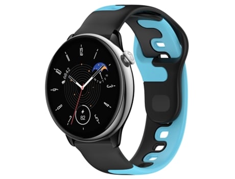Correa de reloj inteligente para Amazfit GTR Mini 20 mm Silicona de doble color (Negro + Azul)