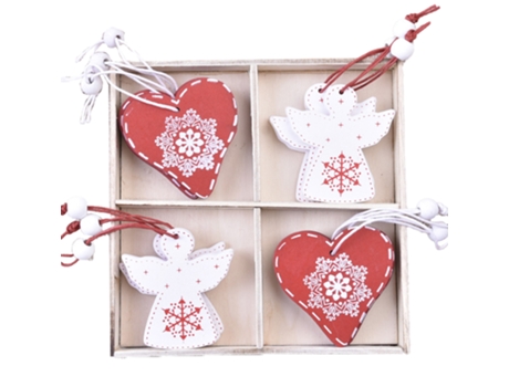 Adornos rústicos de granja de Navidad de madera, juego de adornos colgantes de madera para decoraciones de árboles de Navidad, estilo 4