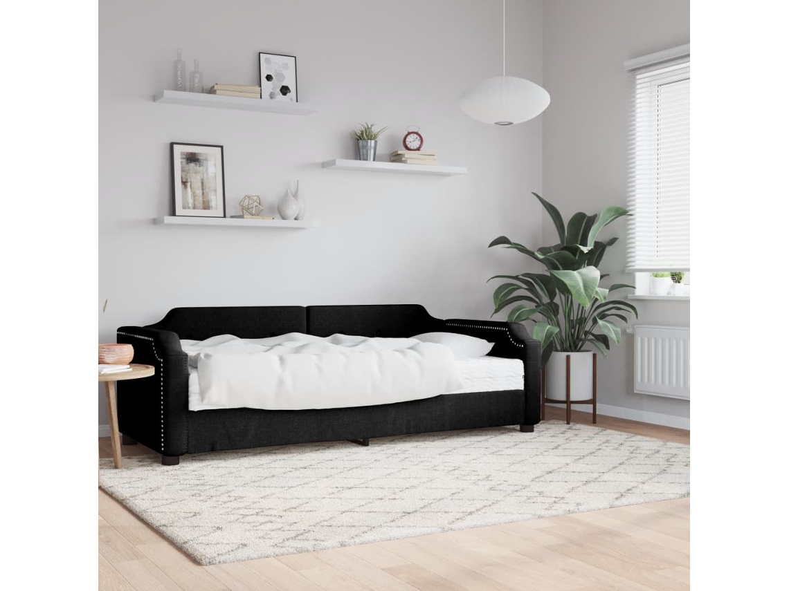 Sofá Cama Con Colchón Tela Negro 90x190 Cm