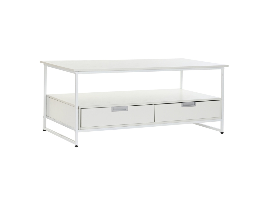 Mesa Centro Metal Mdf Blanco 110x55x46cm