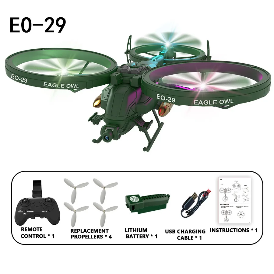 (Versão com câmera) Drone com controle remoto e câmera, quadricóptero para fotografia FPV Wi-Fi