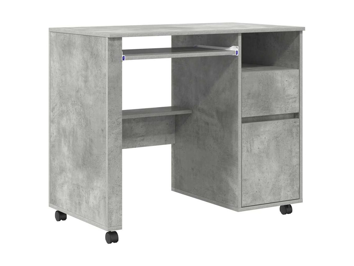 Mesa | Escritorio con ruedas Gris 91 x 50 x 77 cm Madera tratada