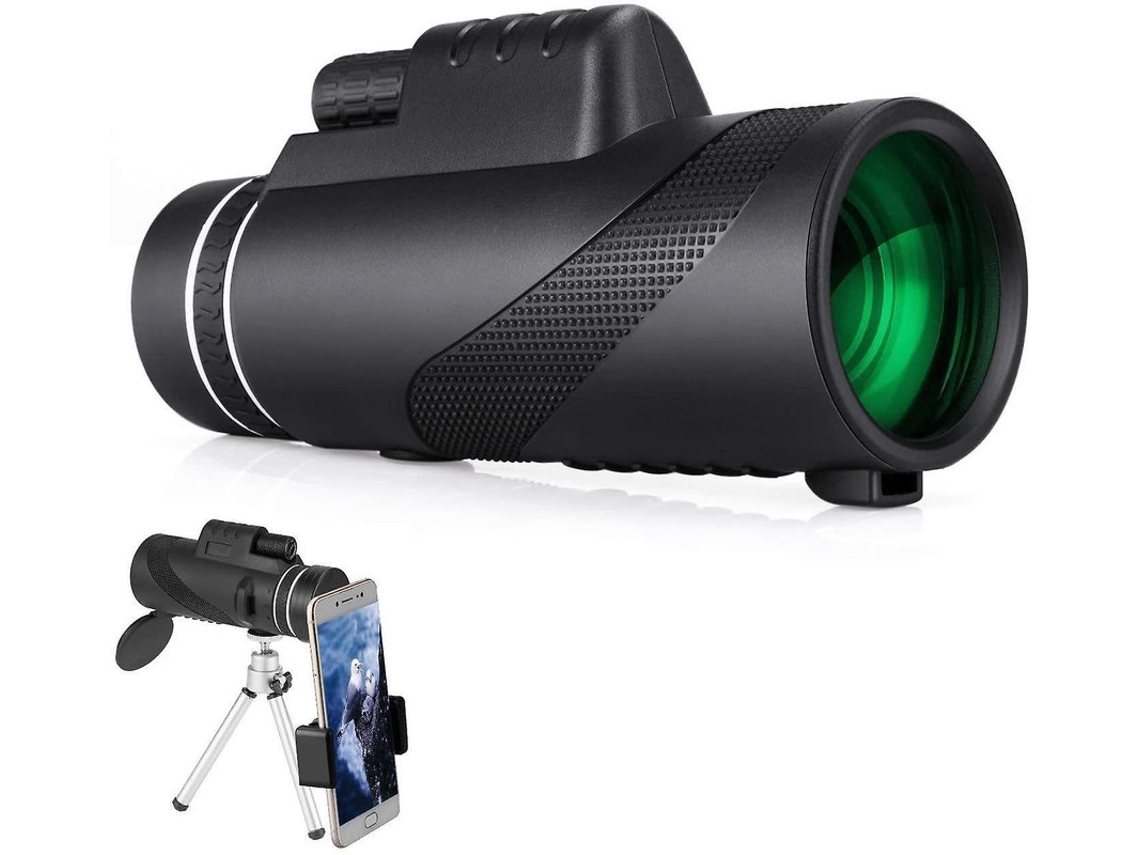 Telescopio monocular 12x50 HD Bak4 Prism IP68, adaptador de trípode para smartphone, conciertos, caza de aves, negro. Bestvite