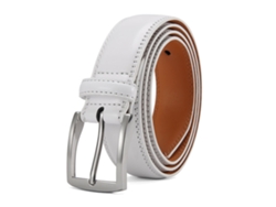 Cinturón de cuero genuino para hombre de Yuysan, informal, sencillo y versátil, 3,5 cm de ancho, 120 cm de largo, color blanco.