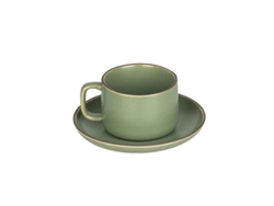 Conjunto de xícara e pires de cerâmica 2026, xícaras de café expresso com pires (Cor: Verde)