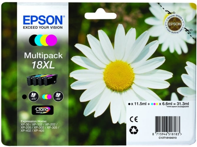 Pack ahorro cartuchos de tinta original EPSON, 18XL, Margarita, C13T18164022, T1816