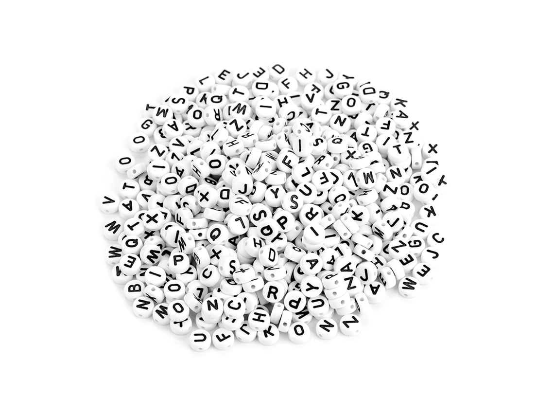 500 Cuentas Redondas Con Letras Az En Acrílico Blanco Para Pulseras, Collares Y Proyectos De Bricolaje.