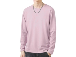 Camiseta Hombre Cuello Redondo Manga Larga Otoño Invierno Talla 5xl Rosa Poliéster Casual 5xl Rosa