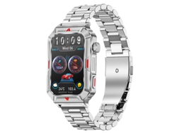 Reloj inteligente Mdug, compatible con llamadas Bluetooth, 100 modos deportivos, resistente al agua (pulsera de acero plateada).