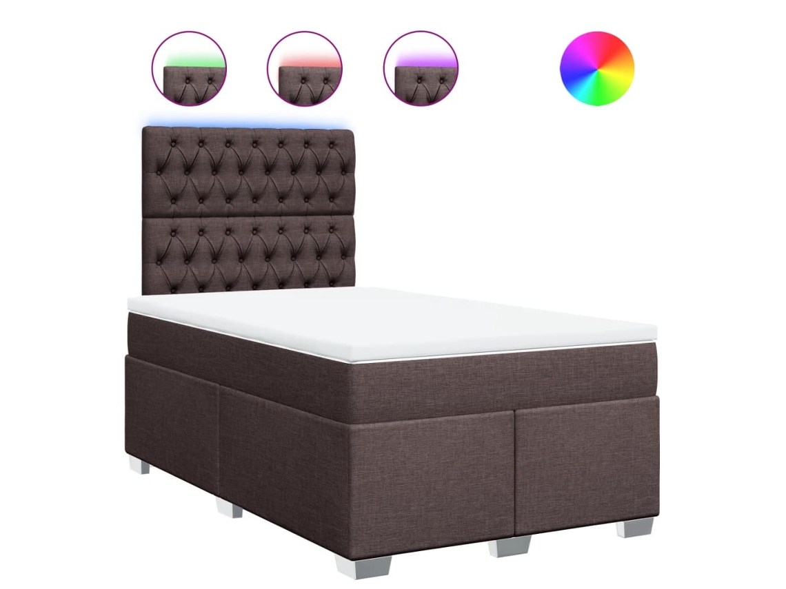 Maison Exclusive - Cama Box Spring Con Colchón Tela Marrón Oscuro 120x200 Cm