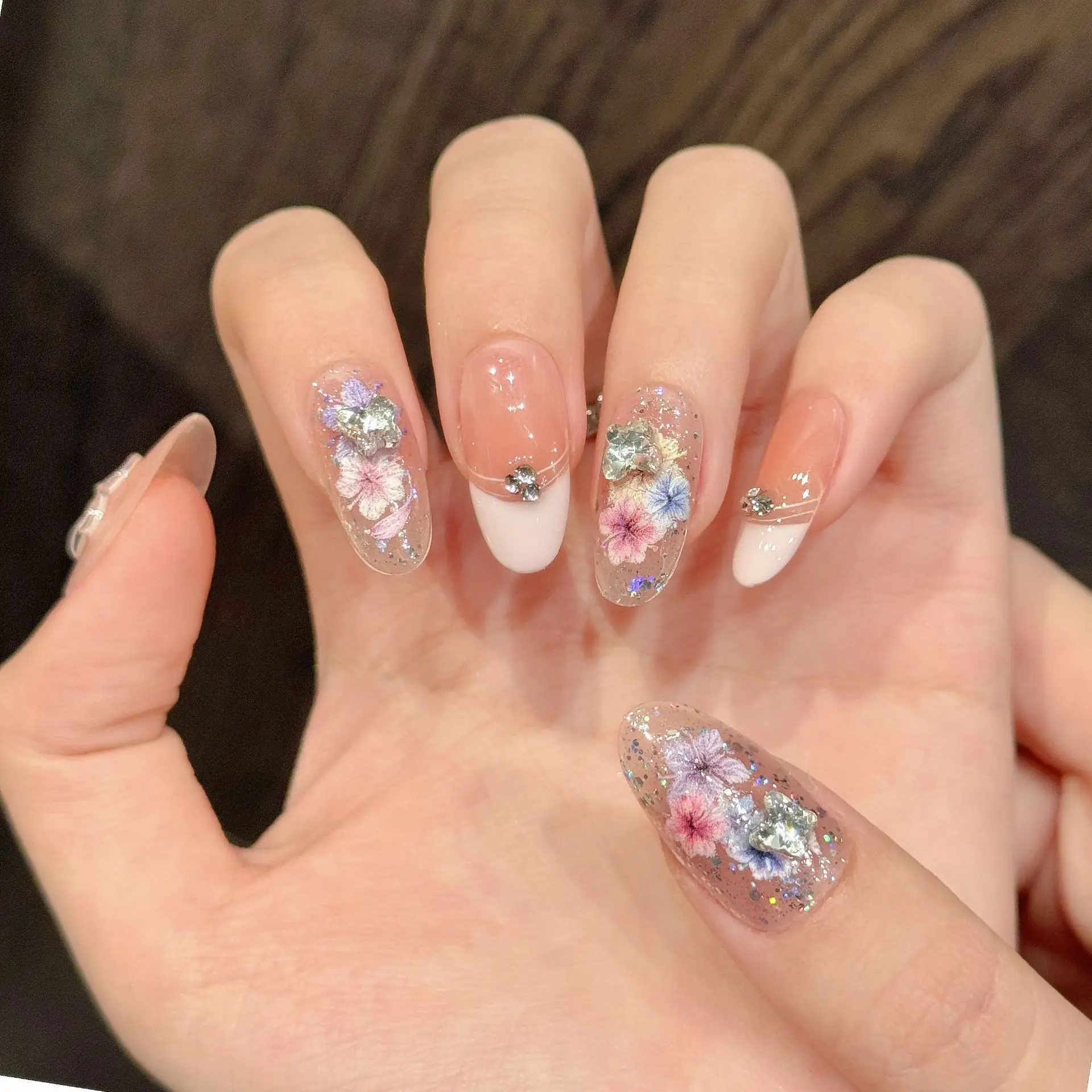 (2962-s) 10 Pegatinas De Uñas Francesas En Relieve De Forma Rectangular