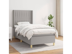 Cama box spring con colchón tela gris claro 90x200 cm