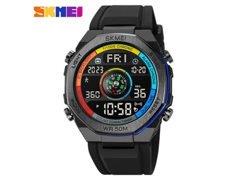 Relojes deportivos digitales para hombre Relojes de pulsera impermeables para hombre con alarma LED trasera azul claro LUUCOZK