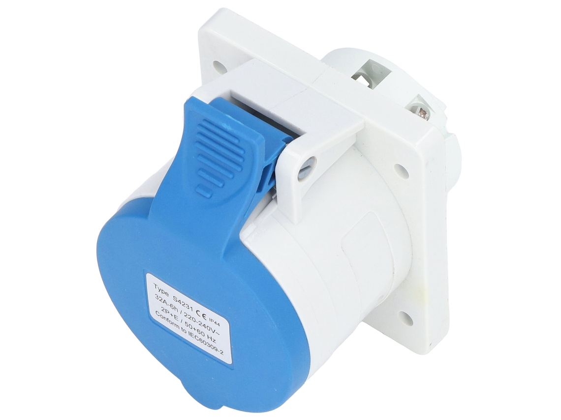 Enchufe Industrial De 3 Pines 2p+e Ip44 Resistente Al Agua, Montaje Oculto, 32a 220-240v