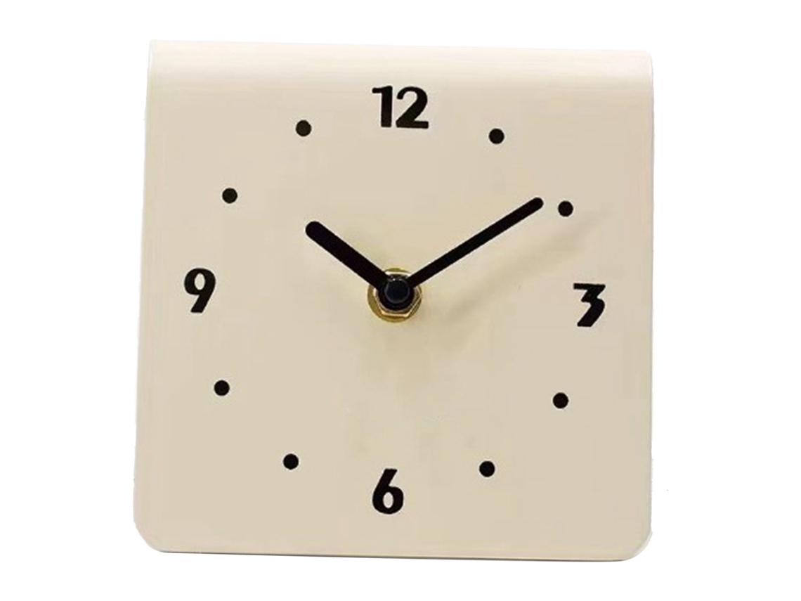 Reloj De Mesa Moderno Y Silencioso De Metal Para Dormitorio Y Sala De Estar, Decorativo, Blanco Crema.