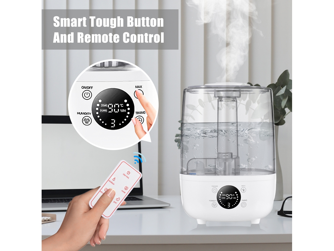 Humidificador Ultrasónico De 4 Litros Con Difusor De Aromas, Control Remoto, Temporizador, Modos De Niebla Y Funcionamiento Ultrasilencioso.