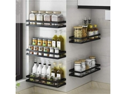 Estantería De Especias De Acero Inoxidable Para Pared, 20cm, Negro Mate, Para Cocina Baño Balcón