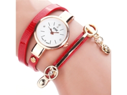 Reloj De Pulsera Ccq Fashion Para Mujer Con Brazalete De Alas Multicapa (rojo)