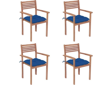 Conjunto 4 Silla de exterior VIDAXL Azul Teca (56x51x90 cm)