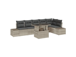 Maison Exclusive - Conjunto De Sofá De Jardín 7 Pcs Gris Claro Ratán Sintético