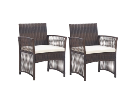 MAISON EXCLUSIVE - Sillones de jardín con cojines 2 unidades ratán sintético marrón