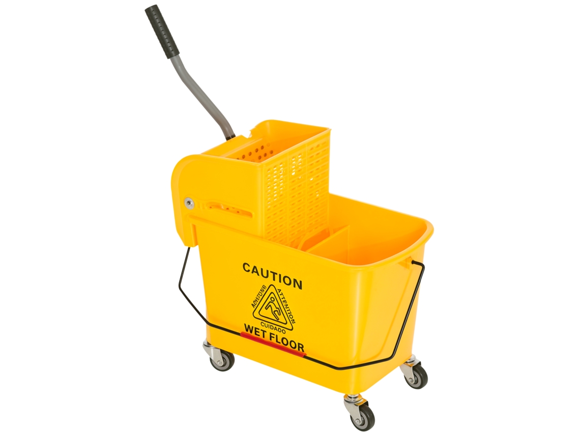 Cubo Fregona 20l Con Escurridor Y Ruedas, Amarillo