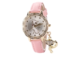 Reloj de pulsera analógico de cuarzo unisex Zhoulianfa con correa de malla (rosa)