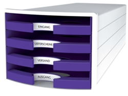 Caja de Gaveta HAN Impuls 2.0 4 Gavetas Abiertas Blanca/Violeta