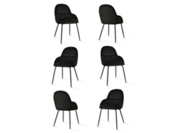 Sillas De Comedor Goeurvant 1438(pack De 6, Negro, Terciopelo)