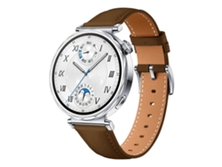 Correa de piel con hebilla y botón plateados para Huawei Watch GT 5 de 41 mm.
