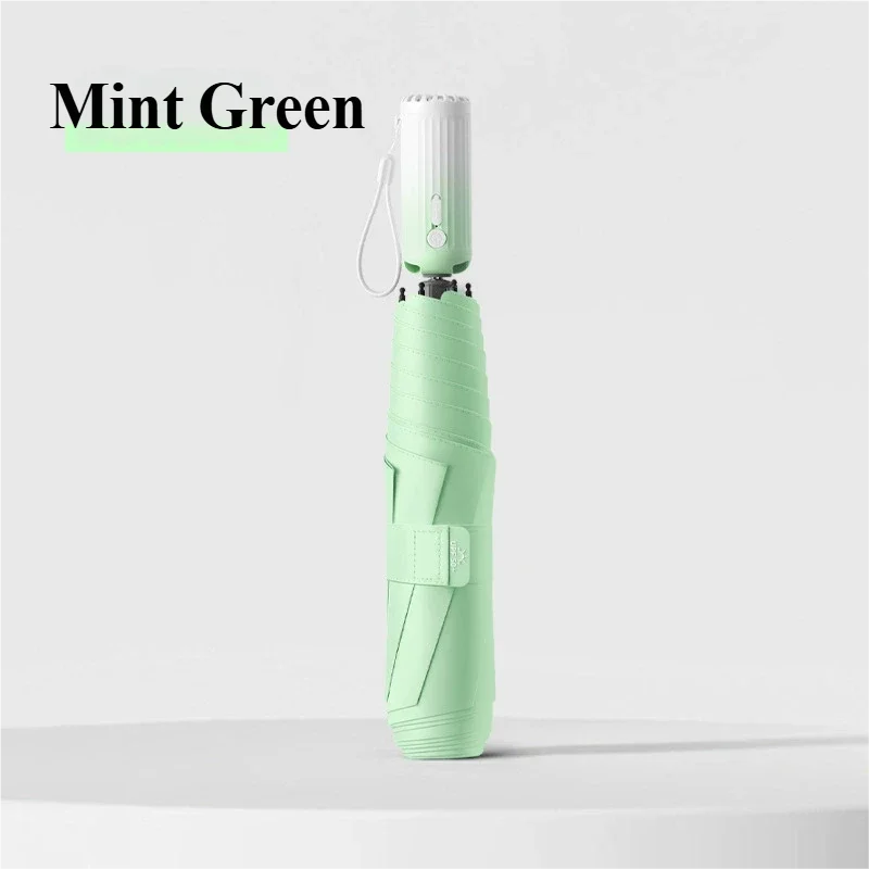 (verde Claro 6k) Nuevo Paraguas Plegable Ultraligero Grande, Protege Del Sol Y La Lluvia, Con Interfaz Usb.