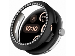 Capa De Policarbonato Com Moldura Vazada E Decoração De Strass Para Smartwatch De 45 Mm