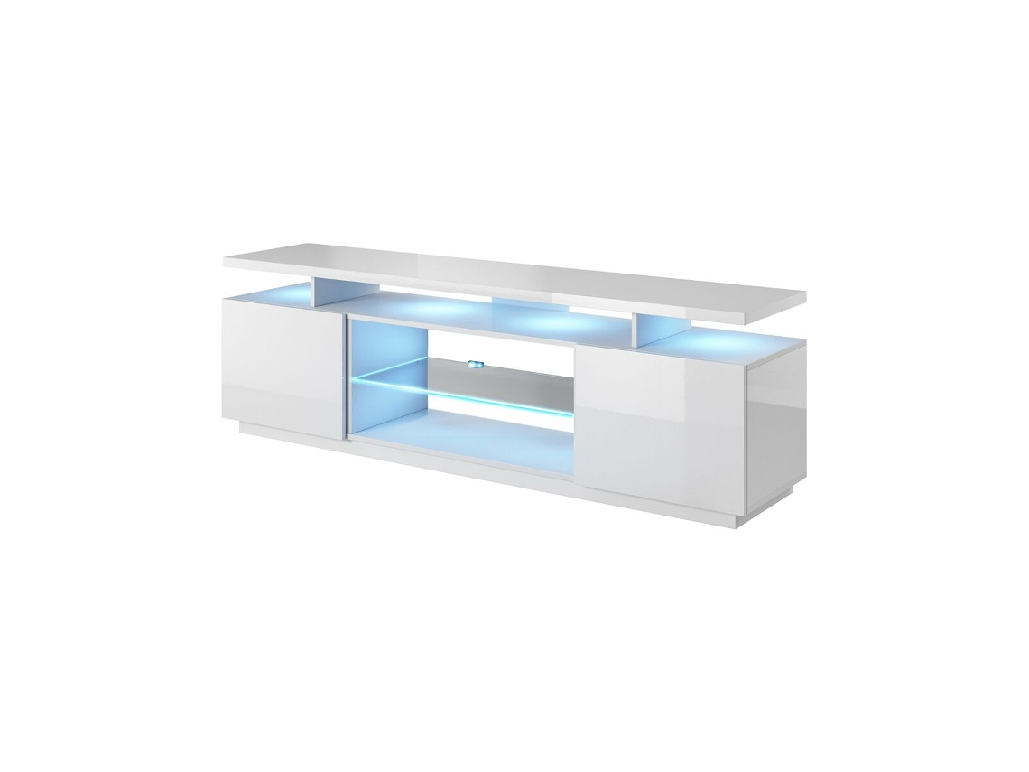 Mueble de TV CAMA MEBLE EVA RTV BI/BI Blanco Transparente Madera MDF 180x56x40 cm