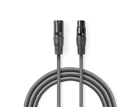 Cable adaptador DMX XLR macho de 3 pines XLR hembra de 3 pines Niquelado 10,0 metros Redondo PVC Gris oscuro Caja de regalo NEDIS