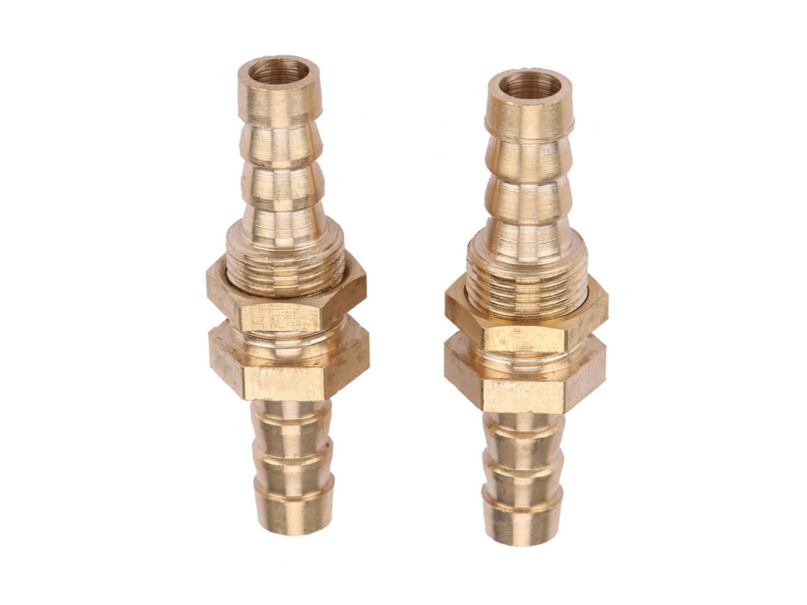 2026velora-2 Piezas Conector De Roble De Manguera De Latón Bulkhead Para Tubería Acoplamiento Adaptador (6mm)