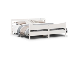 Estructura Cama Cabecero Madera Maciza Pino Blanco 180x200 Cm