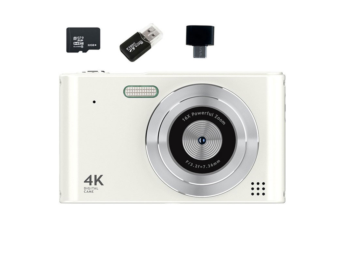 Cámara Digital Compacta Szsmart C15 Con Pantalla De 2,4 Pulgadas, Hd 1080p, Zoom 16x Para Niños Y Adultos 32 Gb - Blanca