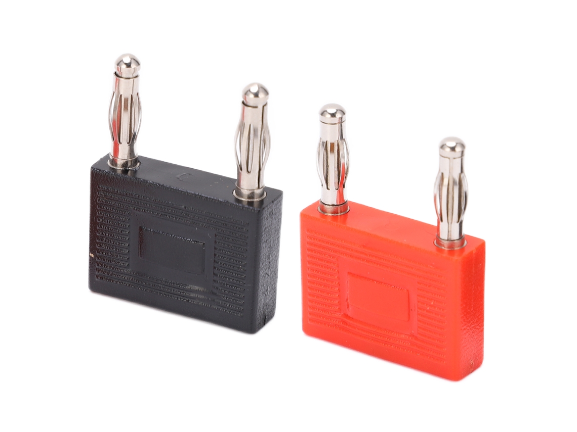 Conector banana de doble fila U37 de 4 mm, adaptador de 1 a 2, conector de cable DIY, espaciado de 16 mm, hembra a macho.