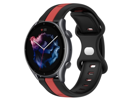 Correa Smartwatch para Amazfit GTR 3 22mm Silicona con Hebilla Mariposa Bicolor (Negro + Rojo)