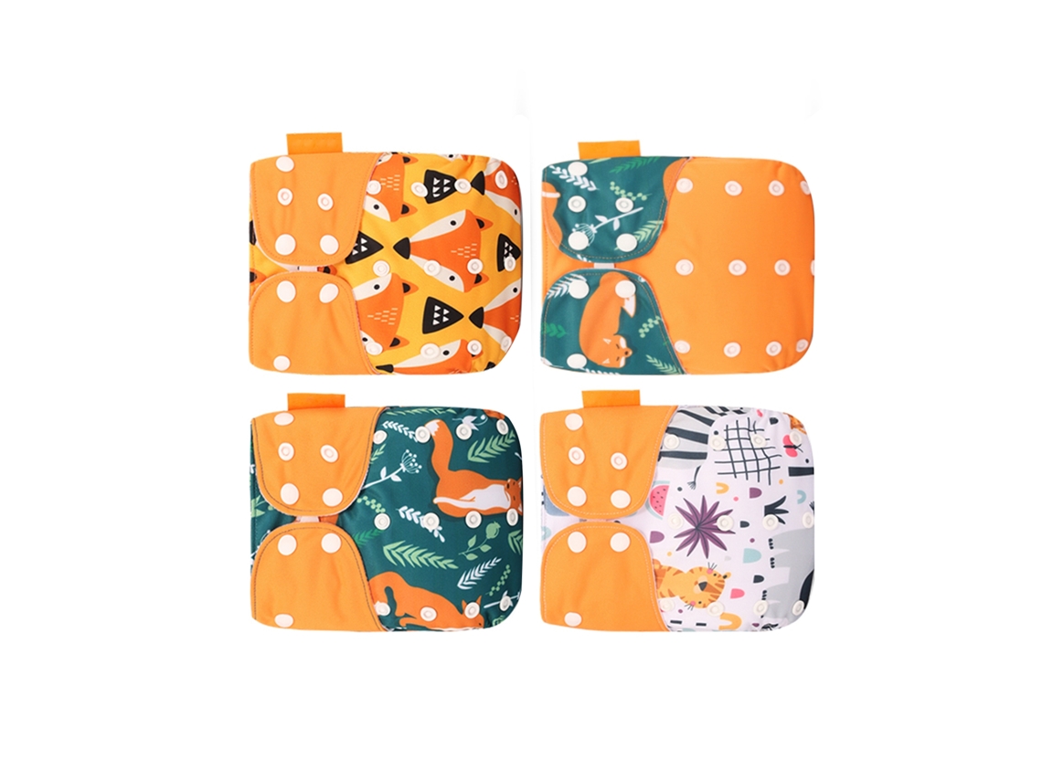 4pcs Fralda De Pano Lavável Reutilizável Elástica Com Alta Absorção Para Bebês Meninos E Meninas