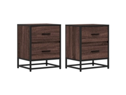 Maison Exclusive - Mesitas Noche 2 Uds Madera Ingeniería Marrón Roble 40x31x50 Cm