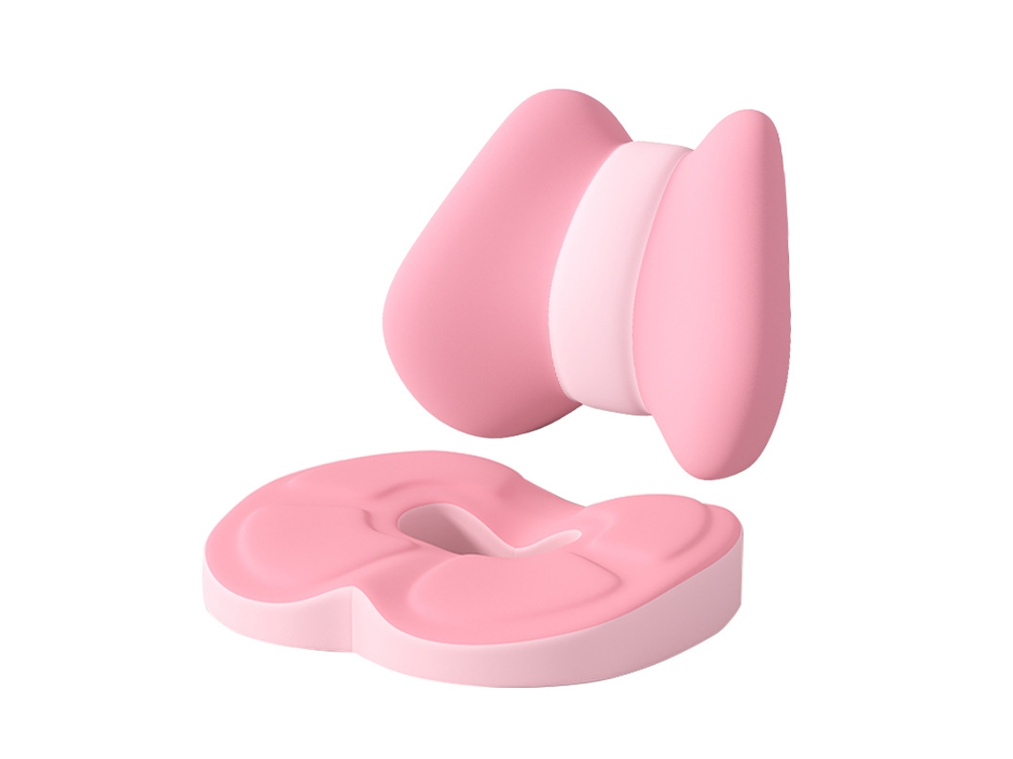 Cojín De Asiento Ergonómico De Espuma Viscoelástica 2 En 1 Con Almohada De Apoyo Lumbar Para Silla De Oficina (rosa) Gertiz