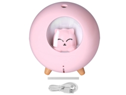 Mini Humidificador De Aire Para Coche Usb De 220 Ml Con Vapor Frío Y Luz Ambiental Rosa.