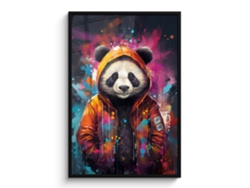 Póster Enmarcado Panda - Chaqueta - Graffiti - Naranja 80x120 Cm