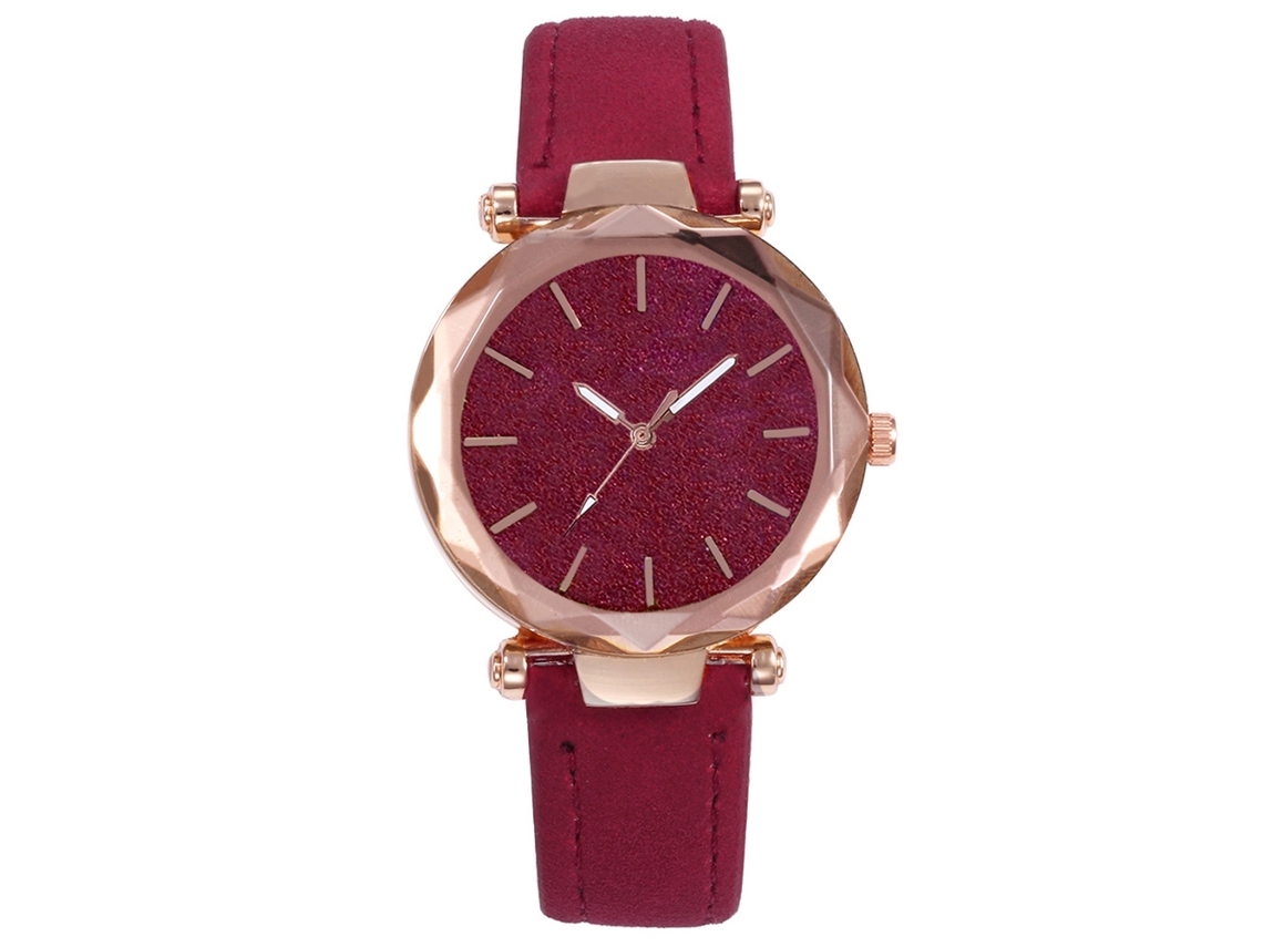 Reloj De Pulsera Vansvar Para Mujer En Piel Sintética Con Textura Mate Y Movimiento De Cuarzo Rojo.