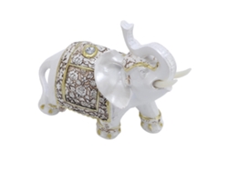 Ornamento de Elefante em Resina com Padrões Florais para Decoração de Estante de Tv 11x5.5x11cm