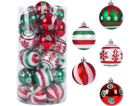 Conjunto de Bolas de Navidad ZMDECQNA Juego Adornos Navideños Piezas Irrompibles Plástico - 30un (6 cm)