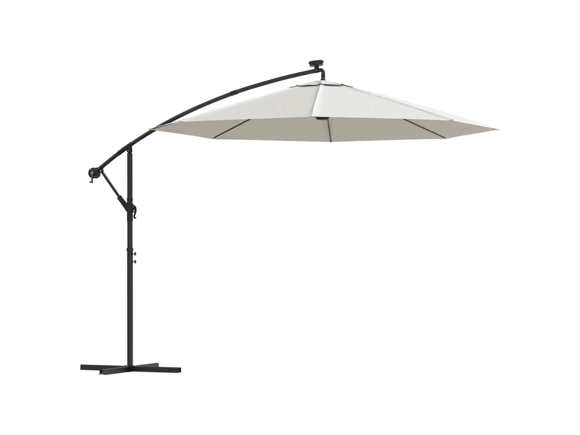 Maison Exclusive - Sombrilla colgante con iluminación LED, poste de metal color arena de 300 cm