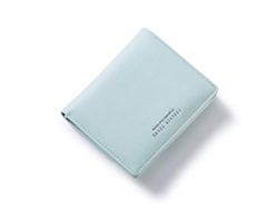 Cartera pequeña plegable de cuero para mujer, mini bolso de mano verde