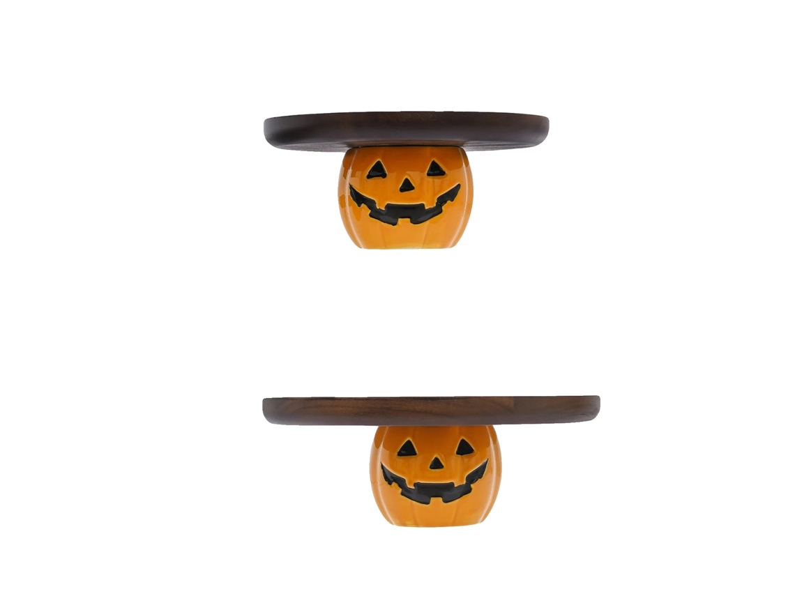 Bandejas para pasteles con forma de calabaza, madera de acacia, juego de 2, como se muestra (OEM)